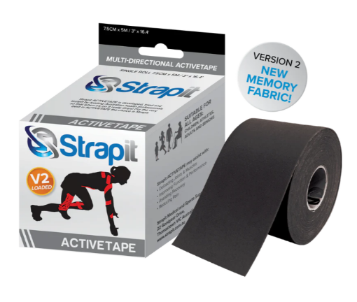 Kép ACTIVETAPE 7,5CM x 5M – FEKETE CSÍKOS